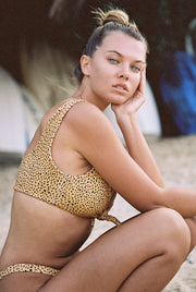 RODEO TIE BIKINI TOP - LEMON LEOPARD